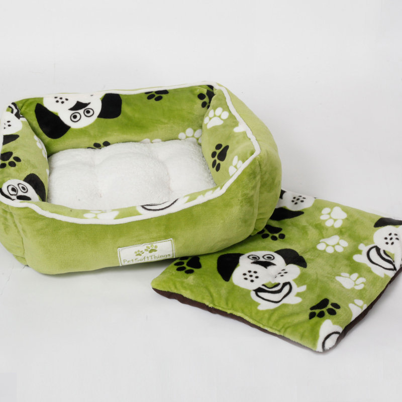 Animal Print Polyester Pet Bed, Green