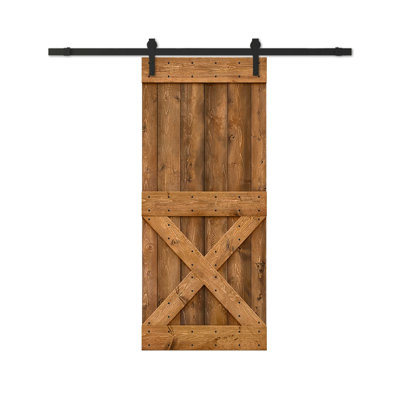 Porte de grange à panneaux et en bois avec quincaillerie d'installation