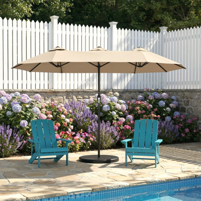 Parasol de patio à double face de 13 pi avec manivelle, très grand parasol d'extérieur, protection UV UPF 50+, évent pour terrasse, jardin, piscine