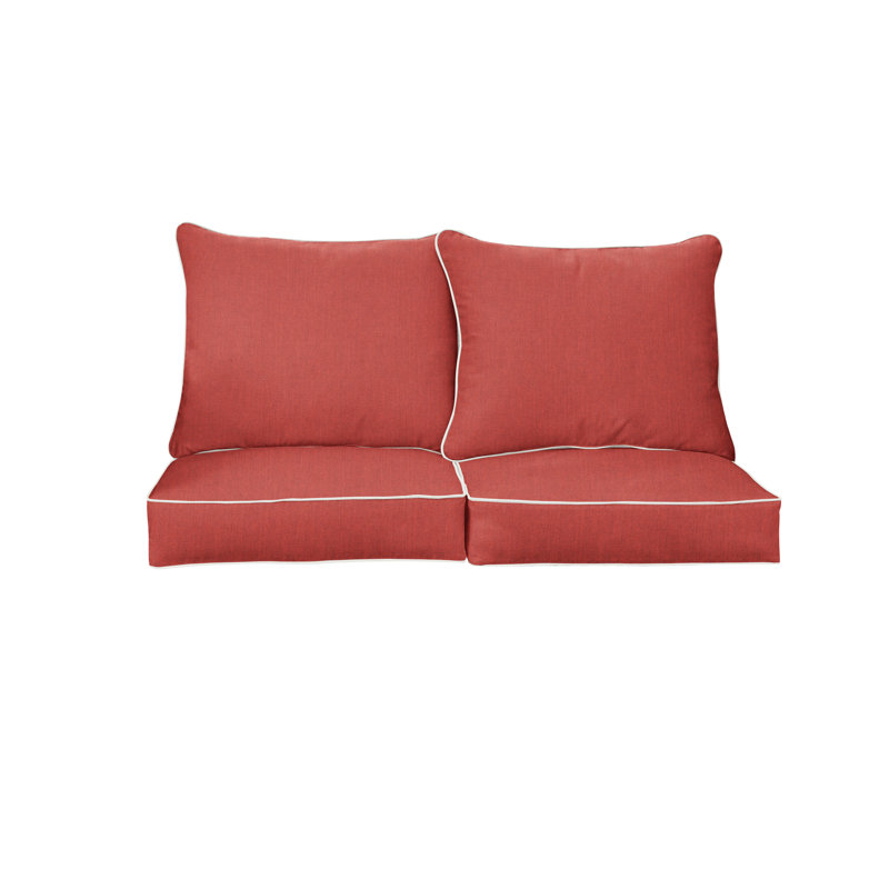 Sunbrella Outdoor Solid Loveseat Pillow and Cushion Set, Sunbrella - Canvas Henna, 23.5 in W x 23 in D x 5 in H