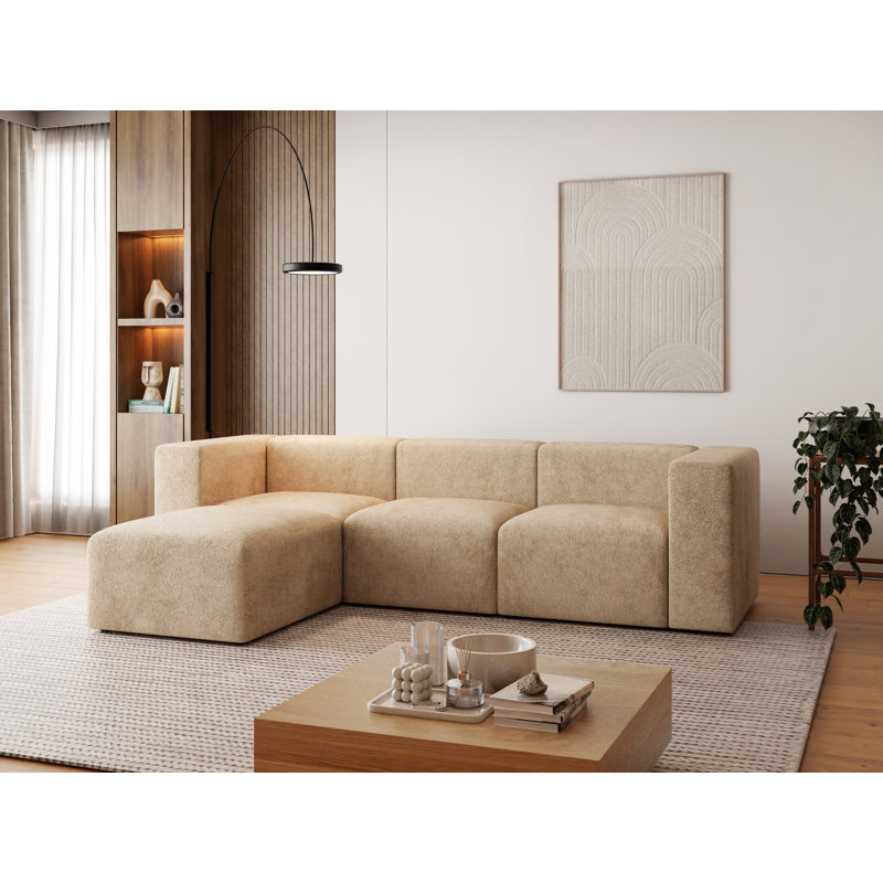 Adelfa 4 Seater Boucle Corner Sofa , Left Hand Facing, Beige