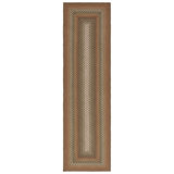 Braided Flat Weave Cotton/Others Striped Rug in Brown/Ivory