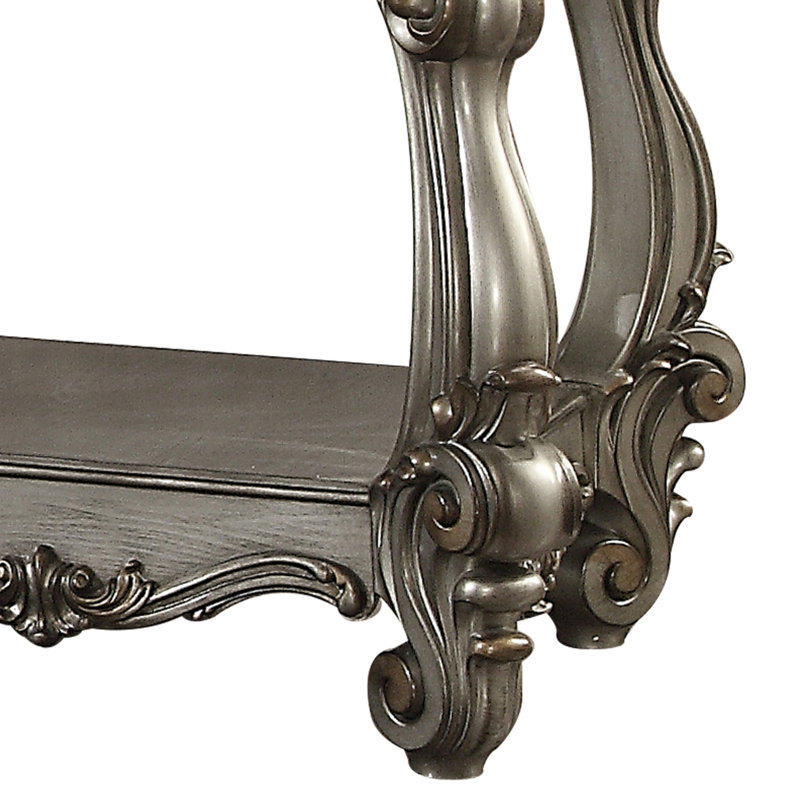 Table de bout traditionnelle en platine antique gris avec rangement, tablette de style rétro avec espace de vie principal, pièce