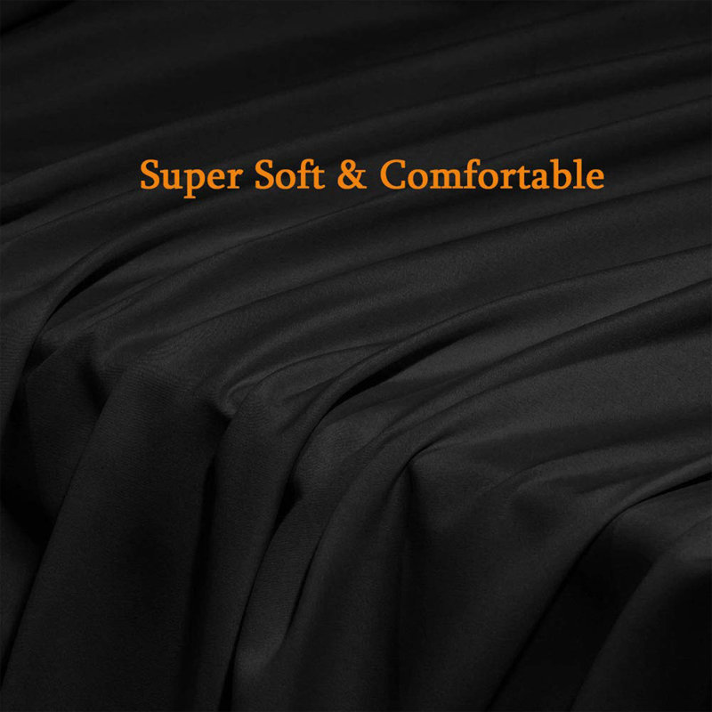 Microfiber 6 Pieces Bed Sheet Sets, Twin Extra Long Sheet Set with 2 Additional Pieces, Black