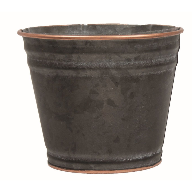 Jardinière noire avec rebord de couleur cuivre