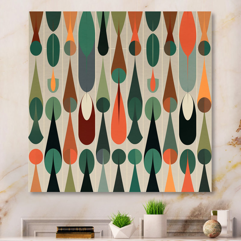 " Retro Abstract Drops X ", 34" H x 44" W x 1.5" D, Wrapped Canvas