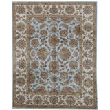 Cornwall Wool Oriental Area Rug in Light Blue/Ivory