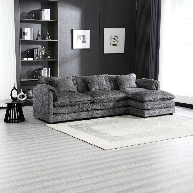 Canapé modulaire en chenille avec pédales mobiles et espace de conversation spacieux en forme de L amovible