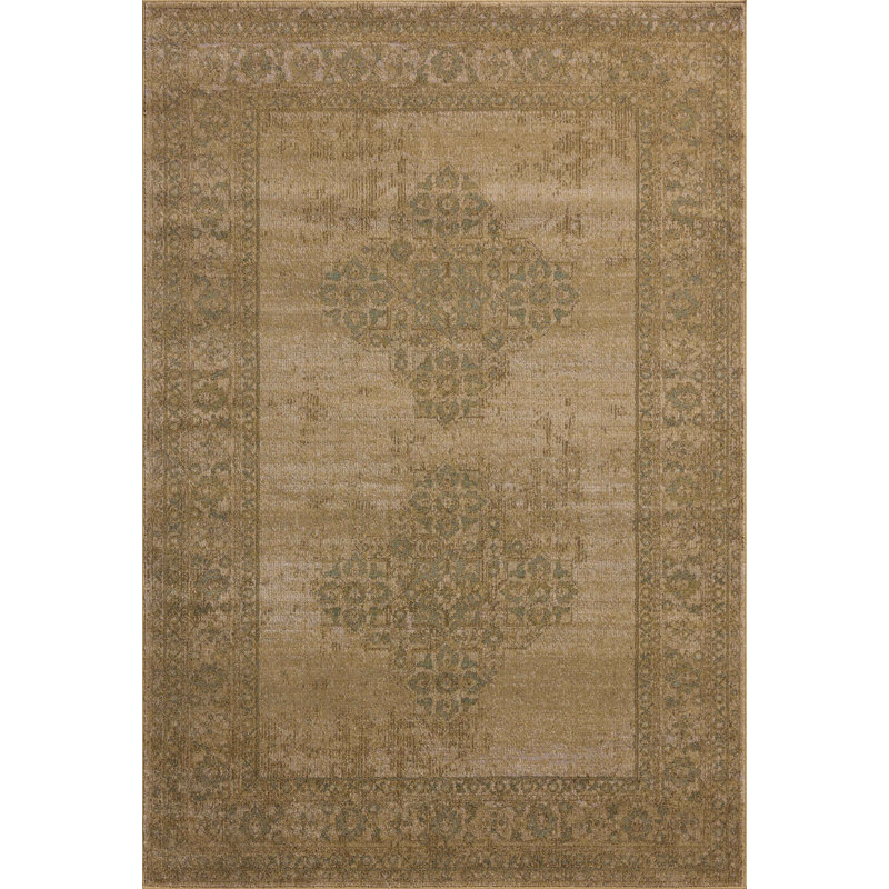 Mona Antique Spa 5' x 8' Wool Cotton Area Rug