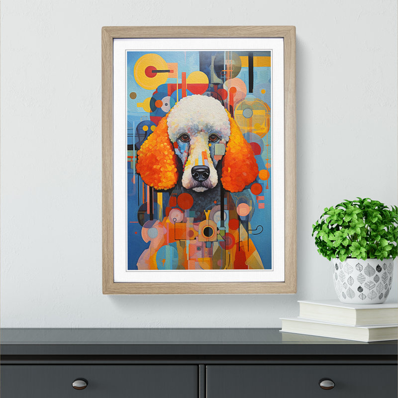 Poodle Constructivism - Framed Print, Oak, 34cm H x 25cm W x 2cm D