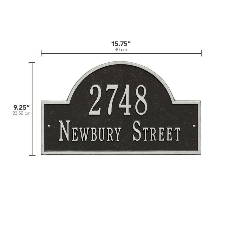 Plaque d'adresse murale sur 2 lignes, Noir et argenté, Oui