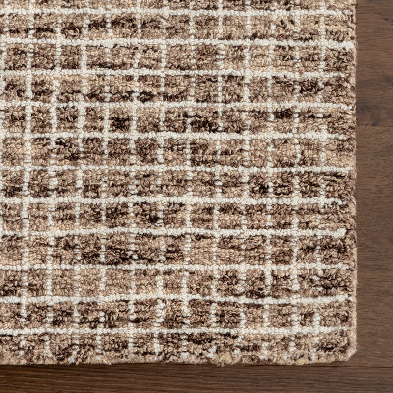 Winfield Katasha Checked Wool Brown Area Rug, Rectangle 7'6" x 9'6"