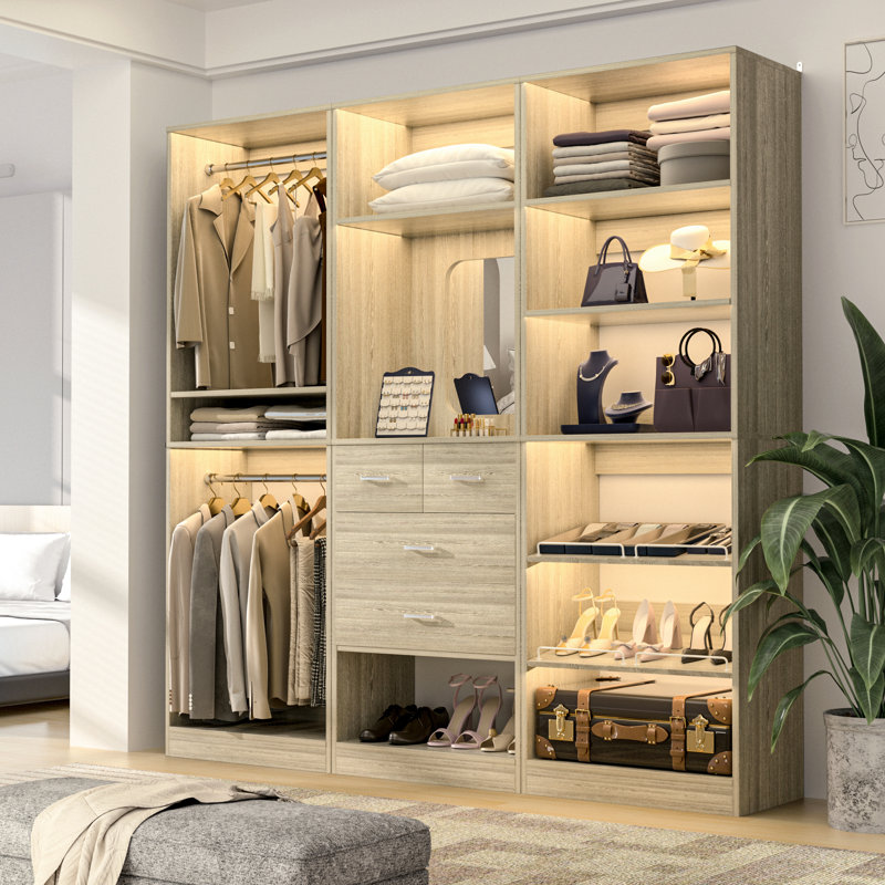 Freestanding Closet System Set, Washed Oak