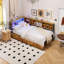 Lit de jour de rangement simple avec tête de lit bibliothèque et 2 tiroirs sous le lit-359157617