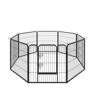 APERIL 31.7'' H 16 Panel Metal Exercise Pen With Pet Door & Reviews