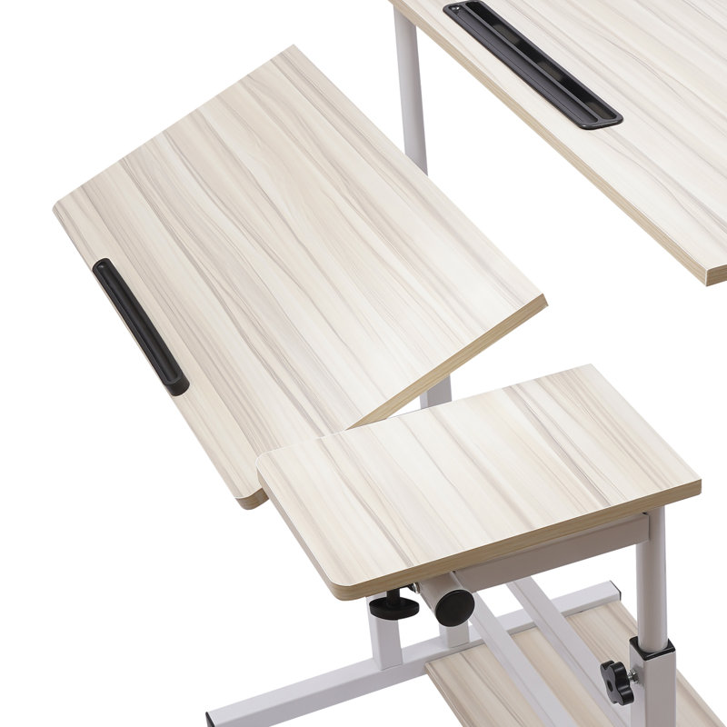 Bureau debout à hauteur réglable Kokaras, Chêne / Blanc