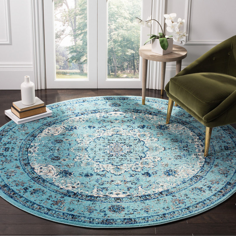 Tapis oriental bleu clair Altman, Rond 6 pi 7 po