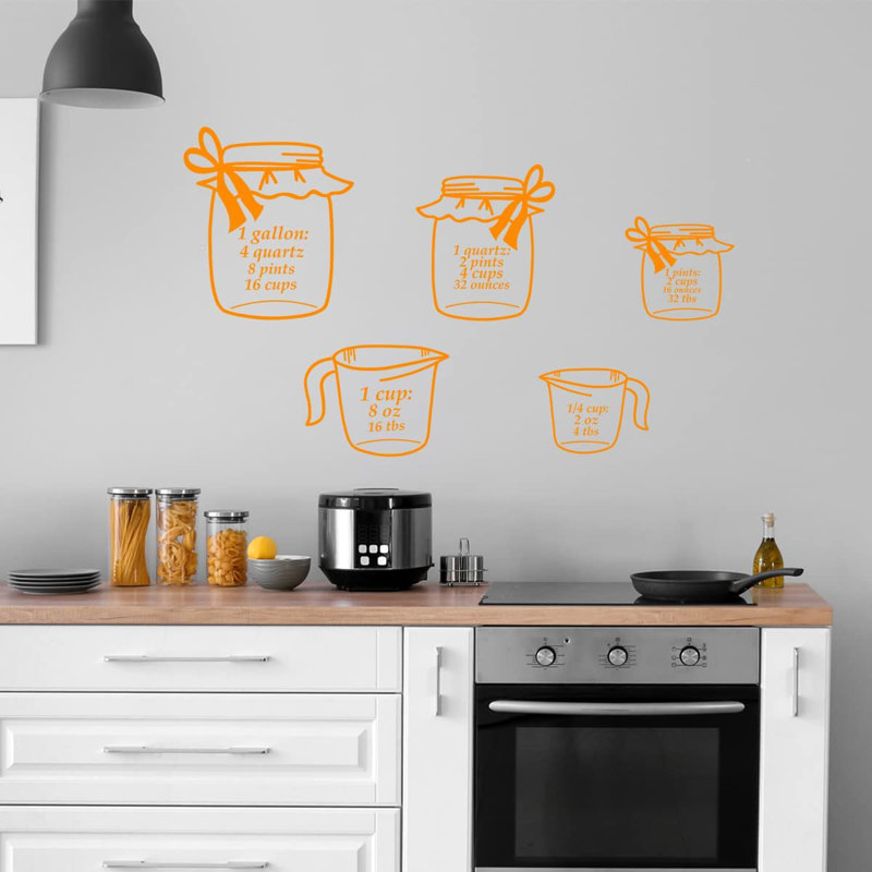 Adhésif décoratif tasses à mesurer, H 23 po x l 23 po, Orange