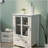 Buffet storage cabinet with single glass doors and unique bell handle