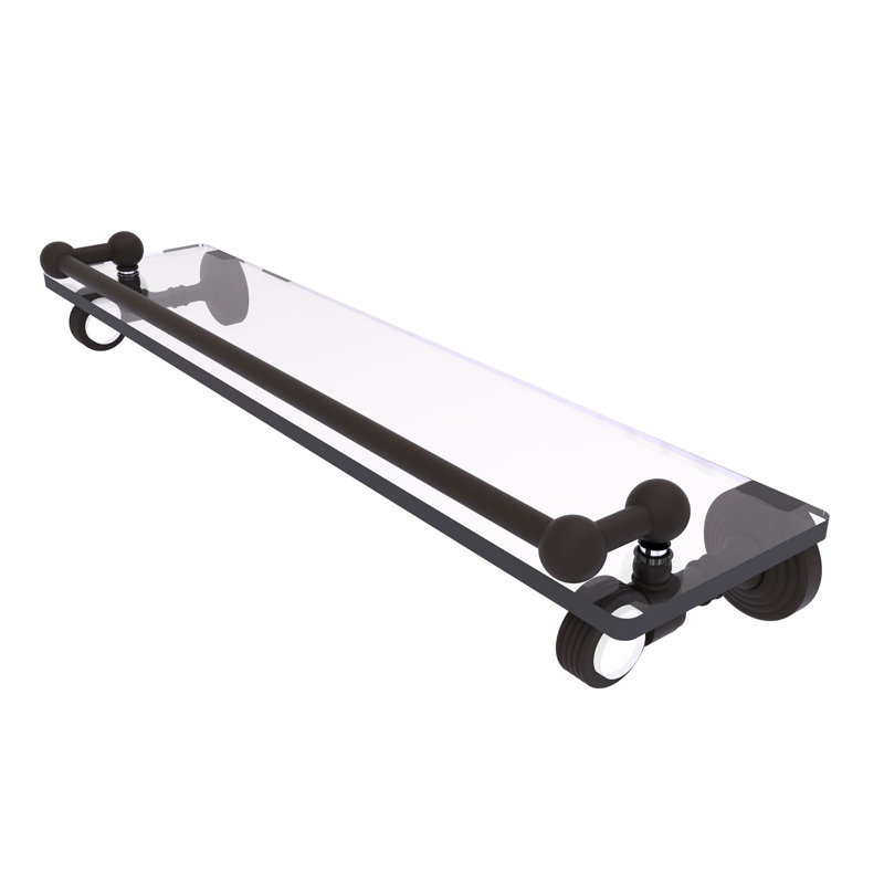 Tablette à support en verre avec barre à serviettes Jarrell, H 3,5 po x l 22 po x P 5,5 po, Bronze huilé