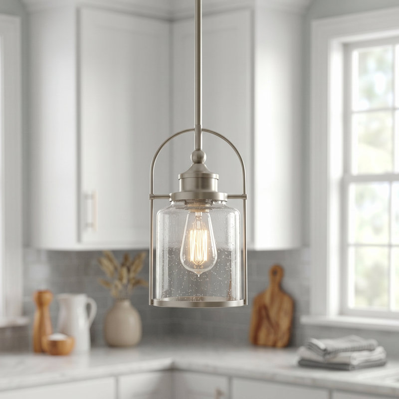 Payson 1-Light Brushed Nickel Mini Pendant Light