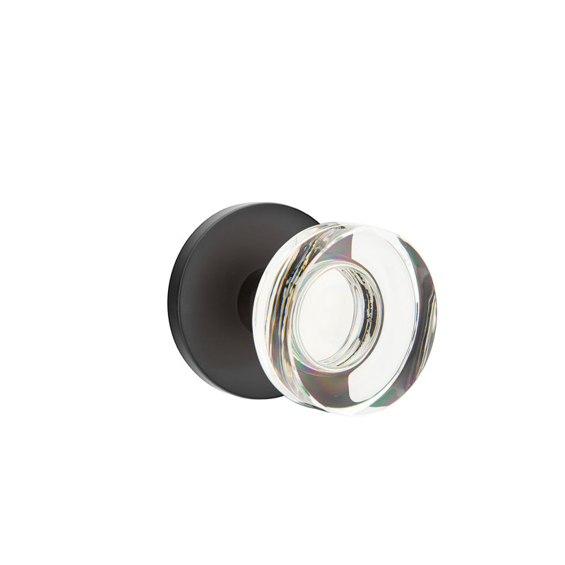 Ensemble de boutons d'intimité avec rosette à disque et poignée moderne en verre Emtek, Dos plat