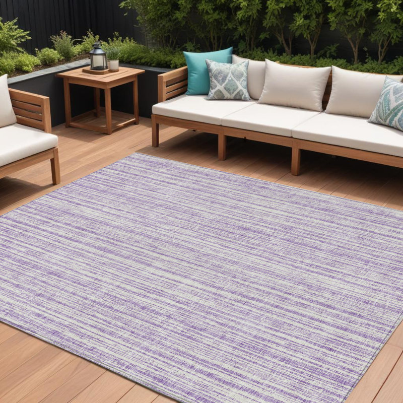 Tapis intérieur lavable rayé lavande et ivoire 8 pi x 10 pi