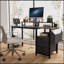 Bureau d'ordinateur multifonctionnel avec prises de courant, supports pour écran et rangement pour bureau personnel, brun rustique