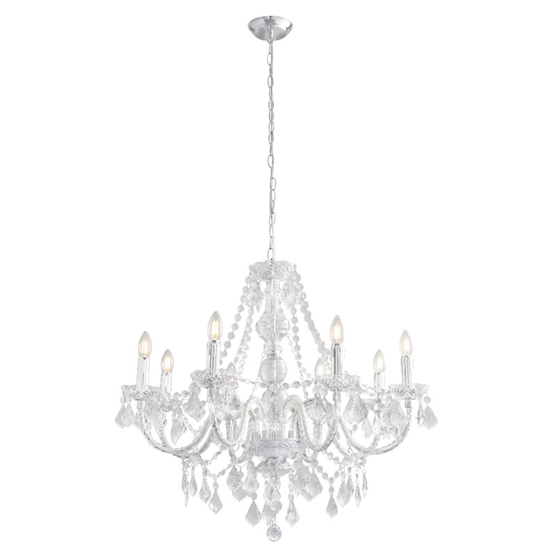Atticus Candle Style Chandelier, Clear Acrylic, 8