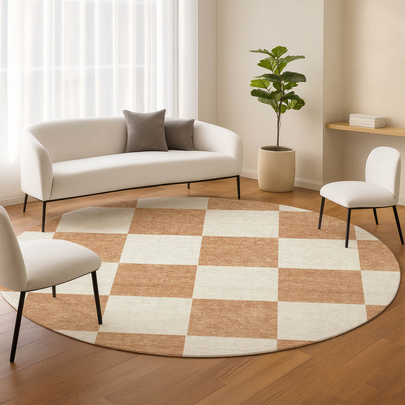 Machine Washable Indoor/Outdoor Braegger ACN2345 Geometric Rug, Round 8'