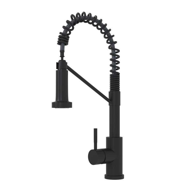 Modern 19" Kitchen Faucet In Matte Black - Single Handle, Built With Stainless Steel 304 Matt Handle For A Contemporary Home Bathroom