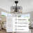 20" Modern  Matte Black Ceiling Fan w Metal Frame Glass Shade, 5 Light 3 Fan Speed w Remote Control