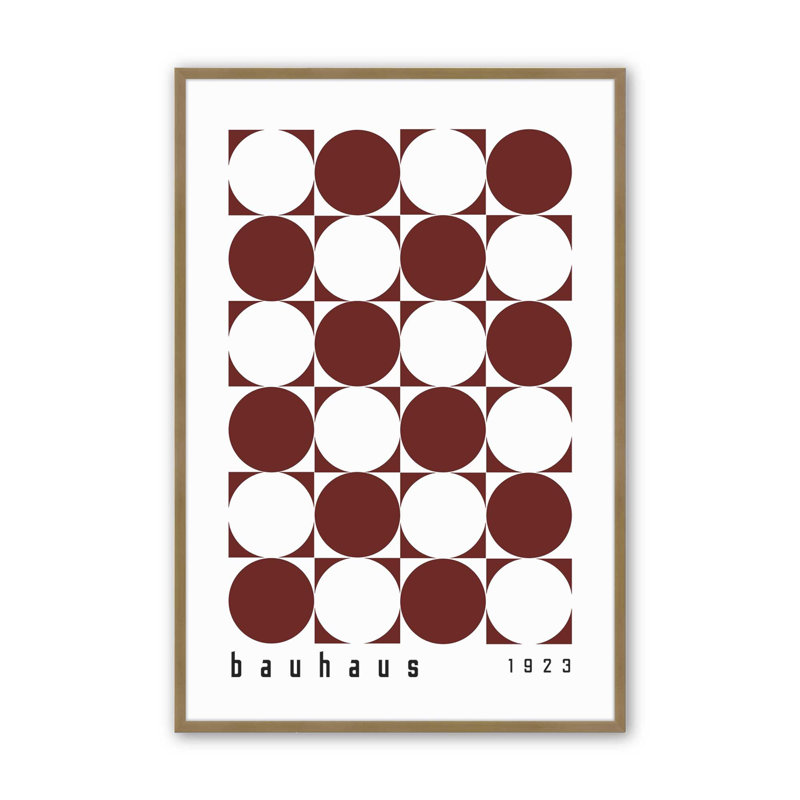 Imprimé contrastant, H 11,25 po x l 9,25 po, Or brossé, Bauhaus bourgogne contrasté roulé