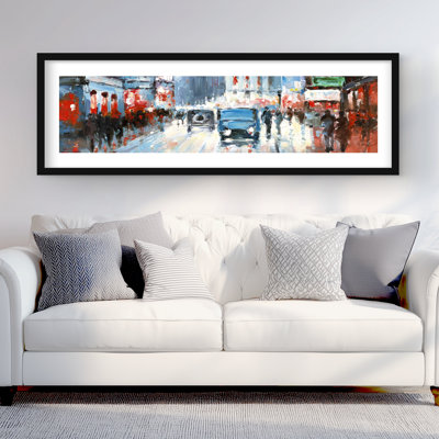 Abstract Red and Blue City Print - Blue Places Home Decor