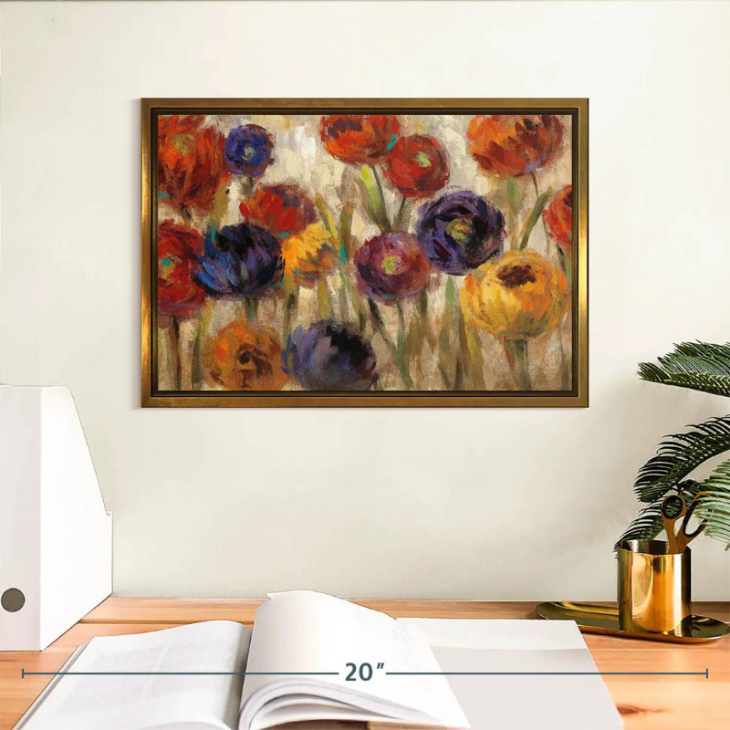 Asters et mamans, Cadre flottant doré, 13 po x 9 po