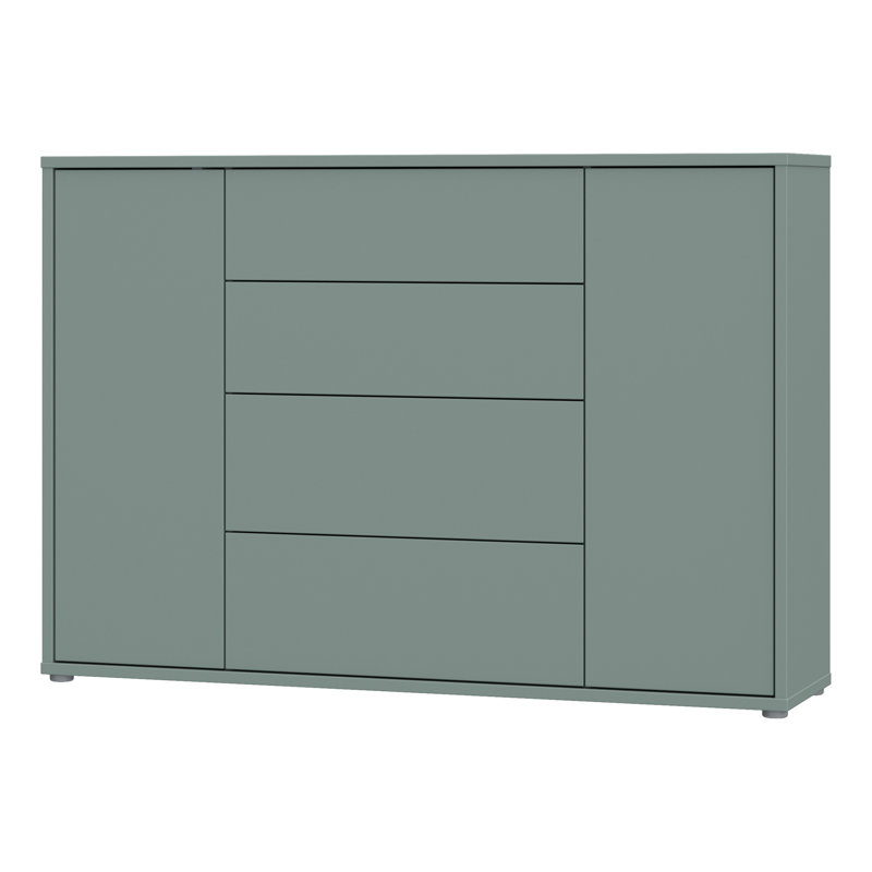 Chadwic Modern 4-drawer, 2-door sideboard, engineered wood, 143.9 cm W x 99.1 cm H x 34.9 cm D, Green