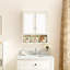 Armoire de rangement pour salle de bain, armoires à pharmacie pour salle de bain avec miroir, 2 portes, 2 tablettes réglables et 3 paniers de rangement en bois de style mural pour salle de bain