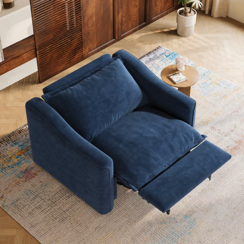 Causeuse inclinable surdimensionnée Modern Power, Blue Pet-Friendly Fabric