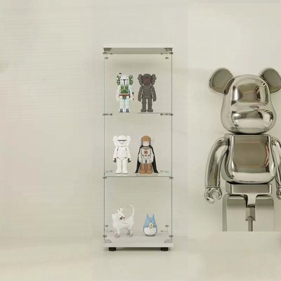 One Door Glass Cabinet with 3 Shelves