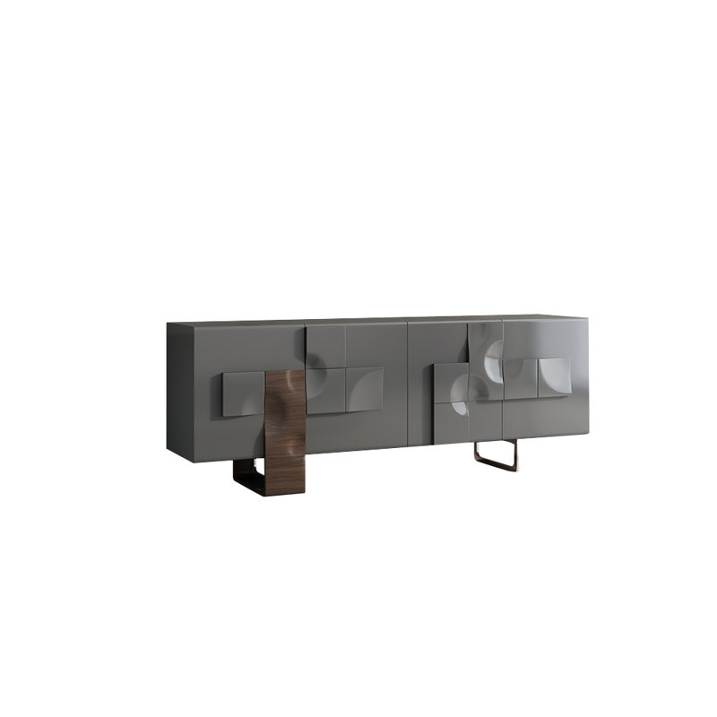 Meuble télé minimaliste de style italien, Gris, 23.62”H x 62.99”L x 15.75”W