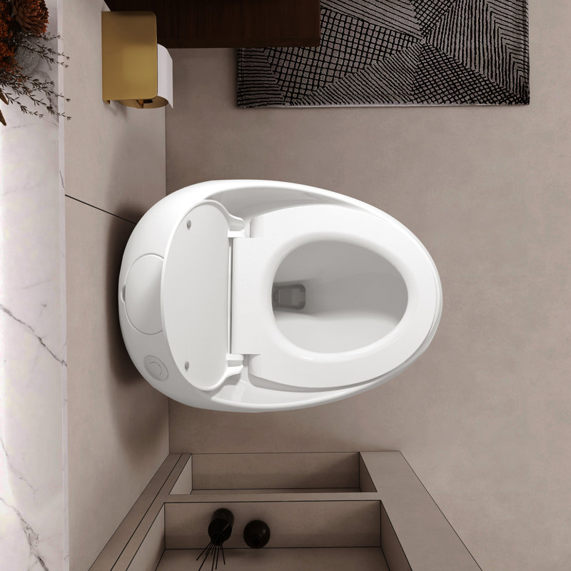 Toilette en céramique blanche brillante 1,28 - forme d'œuf, construction, chasse d'eau en forme d'œuf, égratignure, nettoyage facile