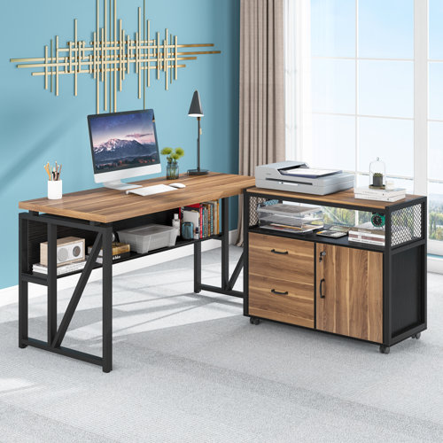 Latitude Run® Lympsham 2 - Piece Home Office Executive Desk and Lateral ...