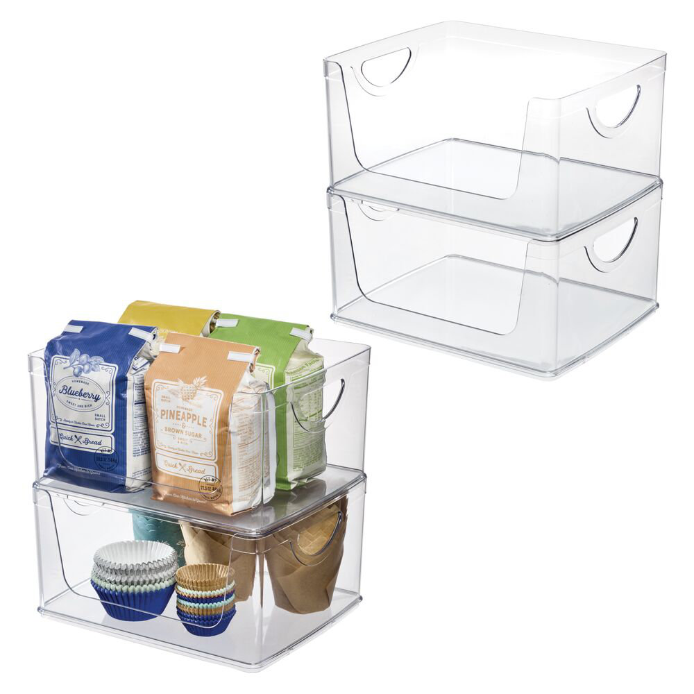 iDesign Stackable Open-Front Storage Bins with Handles for Kitchen and ...