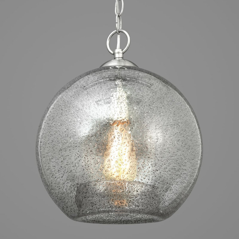 Luminaire suspendu sphère simple à 1 lumière Chicago, Nickel brossé