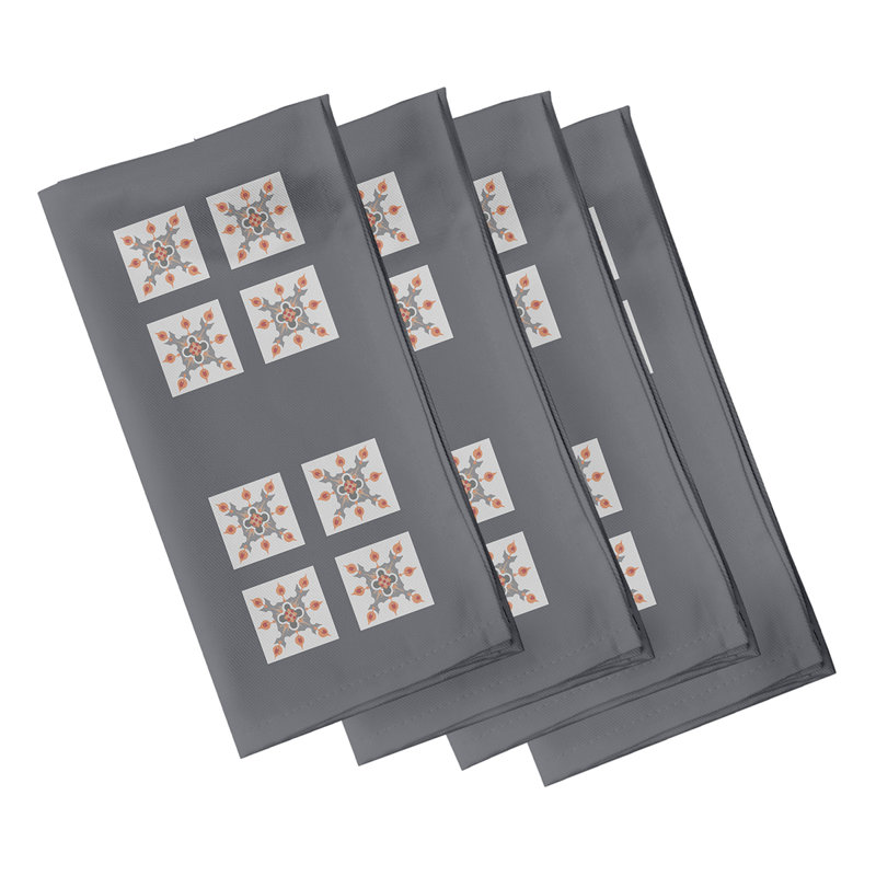 Ensemble de serviettes 4 pièces Shivansh, L 18 po x L 18 po, Gris foncé / gris pâle