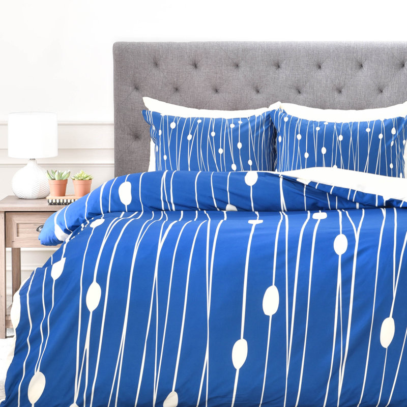 Ensemble de housse de couette, Housse de couette grand et 2 taies décoratives, Bleu