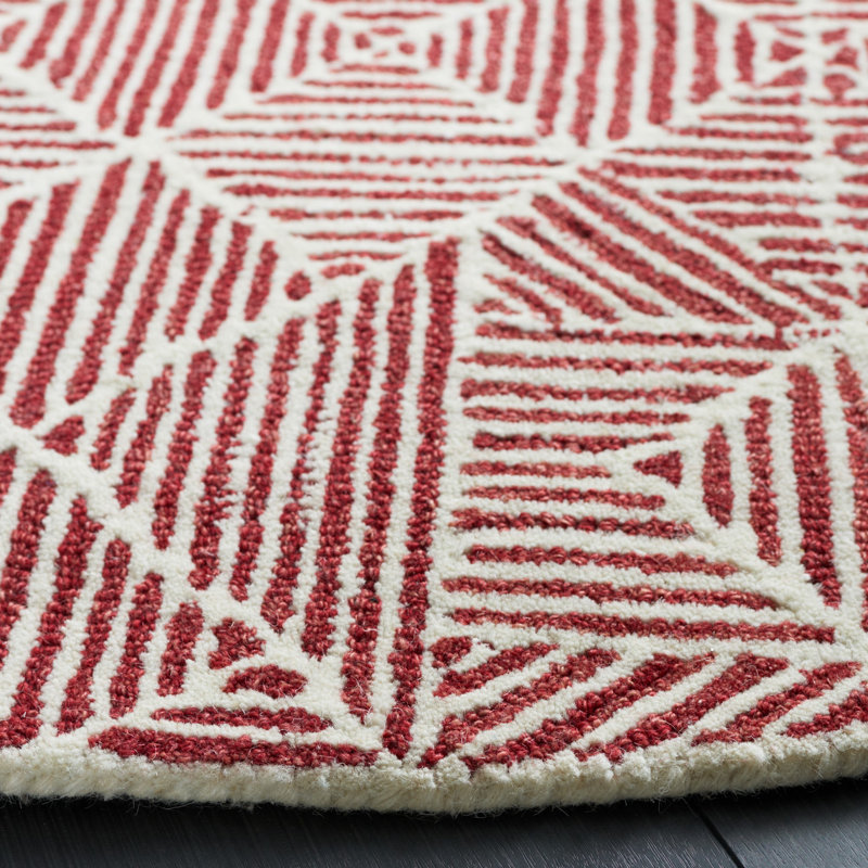 Tapis géométrique en laine touffeté à la main 0,8 po Foraker, Rond 6 pi