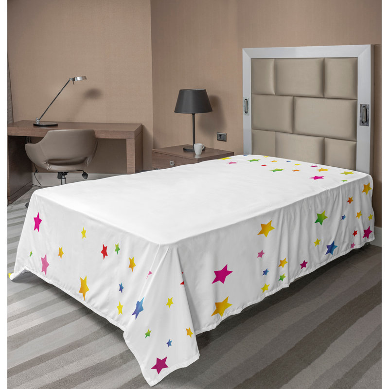 Multicolore Ambesonne, Drap plat pour lit simple