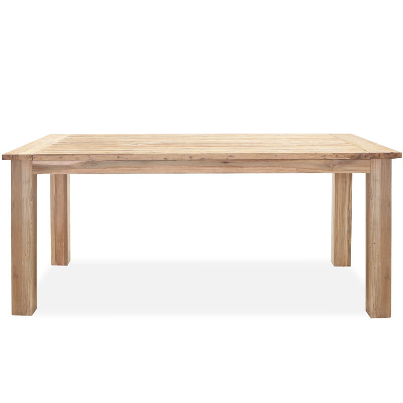 71" Oxford Reclaimed Teak Indoor Outdoor Dining Table Set With One 59" Bench & Two Rope Teak Armchairs