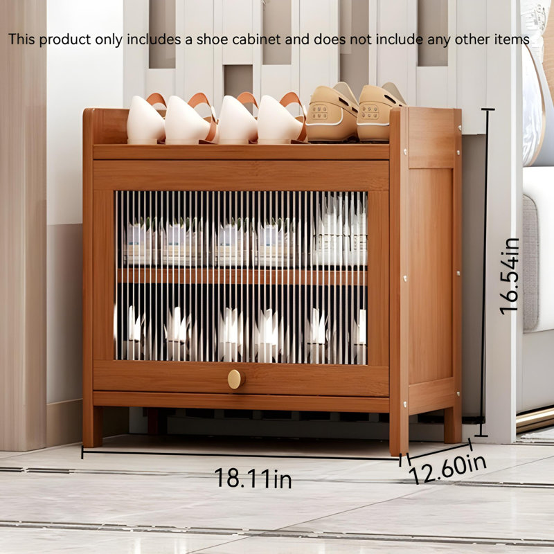 Large Capacity Entry Door Bamboo Shoe Cabinet For Household Use, Multi-Layer Enclosed Storage Shoe Rack, Detachable Layer Board, Dust-Proof And Moisture-Proof